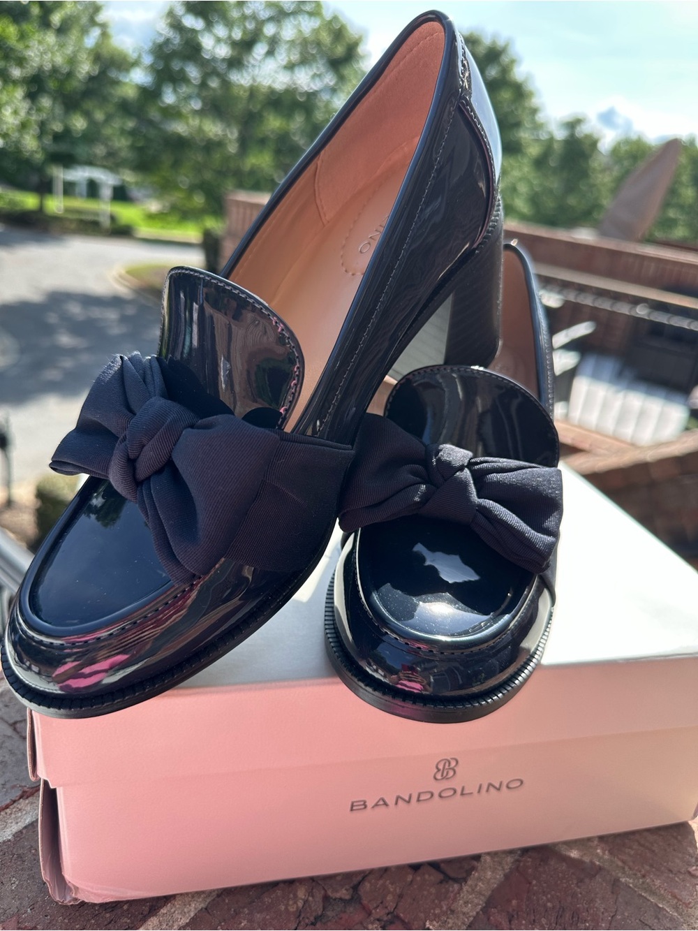 Bandolino Women's Dark Blue, Patent Leather  Bow Loafers NWT